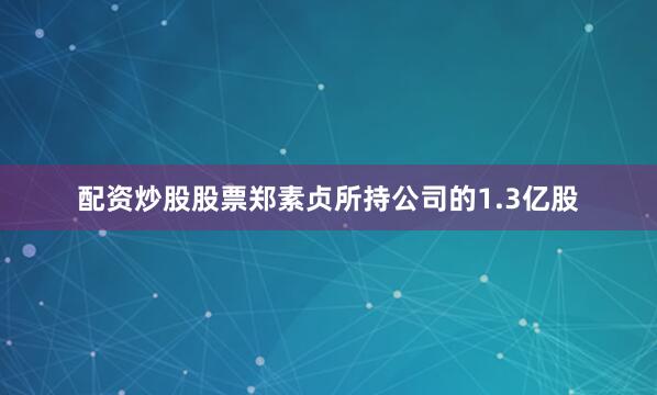 配资炒股股票郑素贞所持公司的1.3亿股